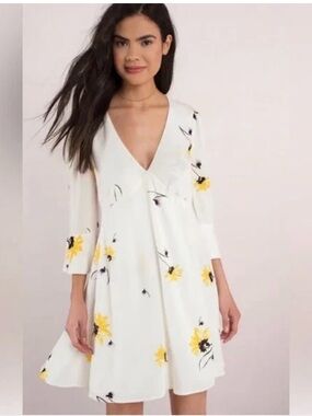 Free People Penny Lane Floral Babydoll Dress Cream Yellow Boho Small